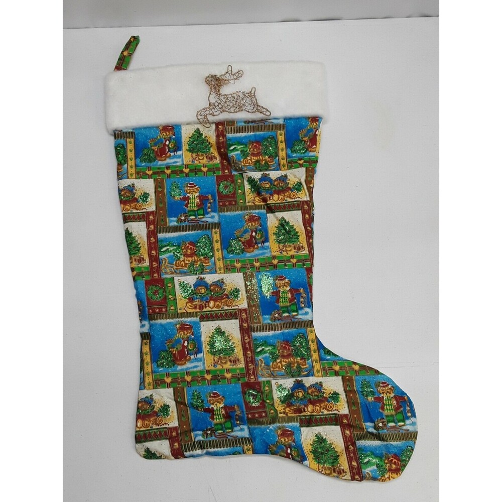 Handmade Christmas Stocking Teddy bear Reindeer Crhistmas Tree Sled 22"